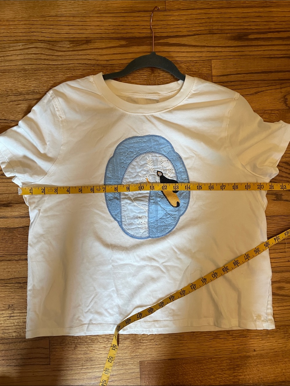 Tricia Fix x Free People White Short Sleeve Tee with Goose Patch SzM NWT - Picture 11 of 11
